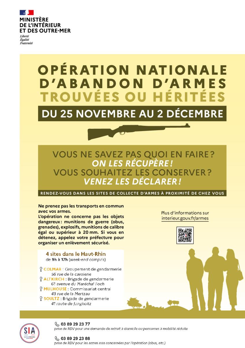 Opération nationale d'abandon d'armes du 25.11 au 02.12