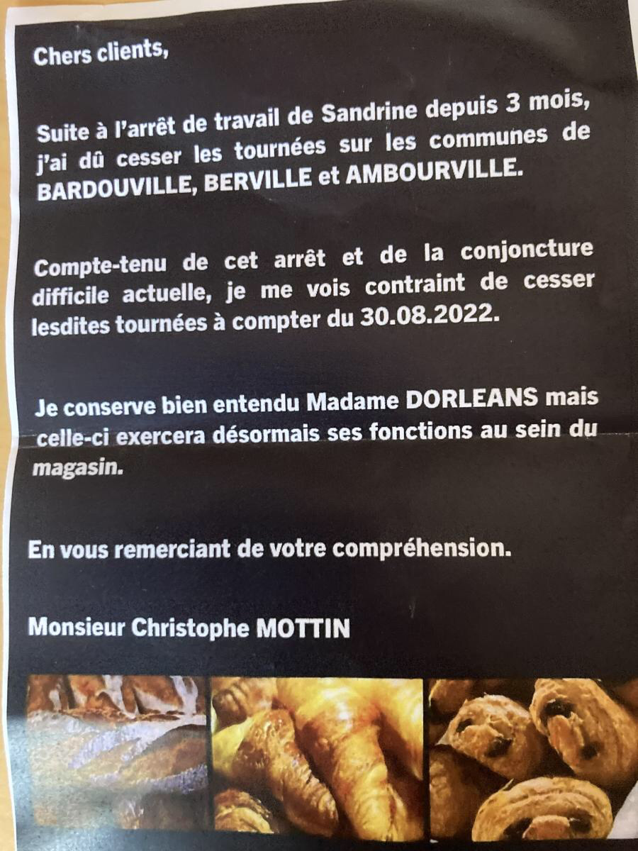 Information tournée de pain M Mottin