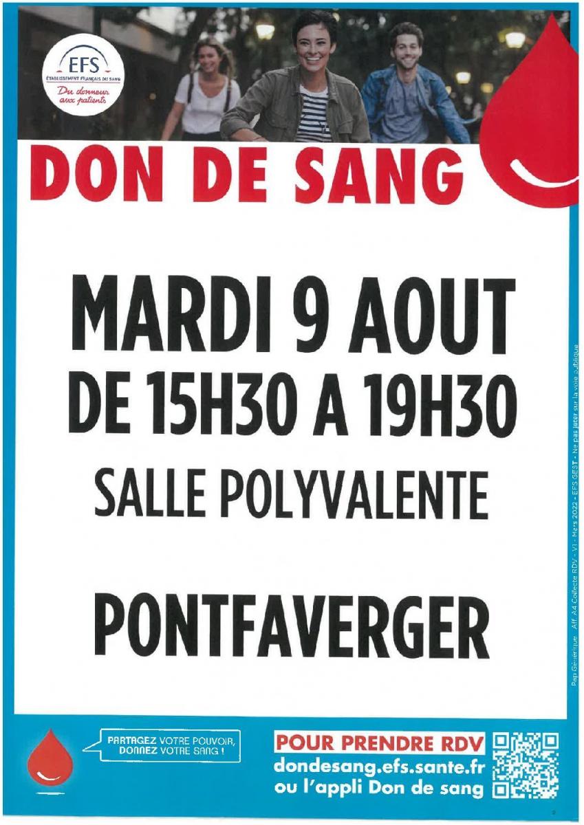 Don du sang : Pontfaverger 09/08/2022