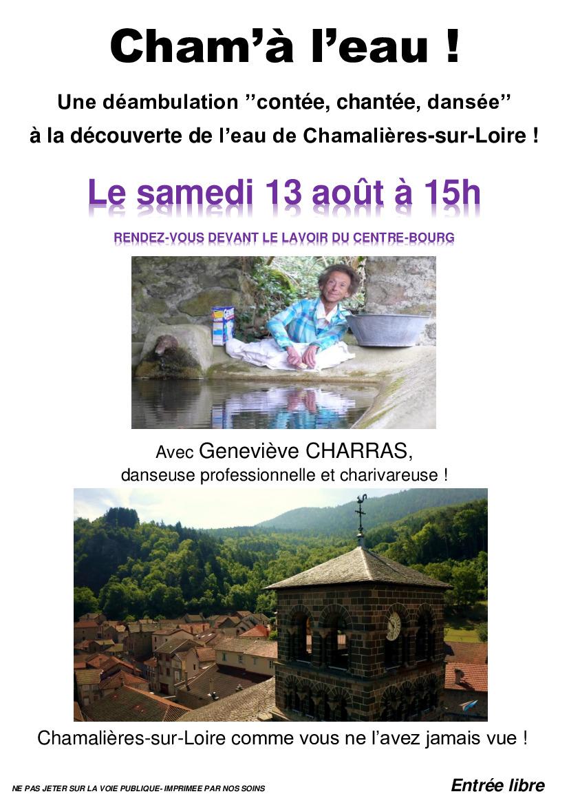 Samedi 13 août, 15h, Cham'à l'eau avec Geneviève Charras !