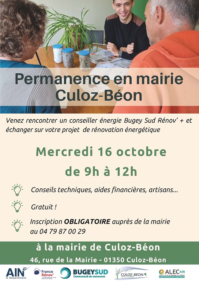 Permanence Conseiller énergie Bugey Sud Rénov'+