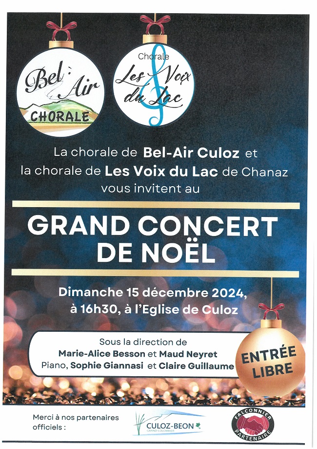 Grand concert de Noël Chorale Bel Air 15 décembre église