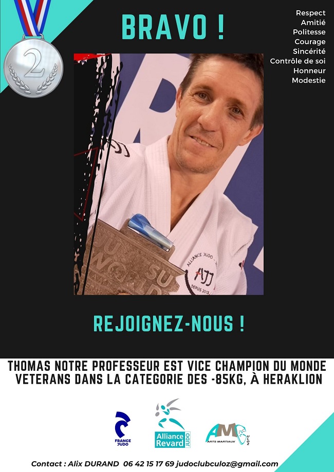 Professeur Judo Culoz vice-champion du monde vétérans