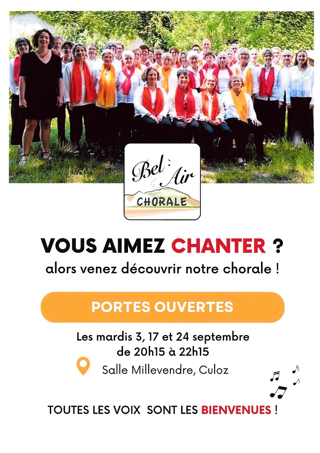 Chorale Bel Air, vous aimez chanter venez !