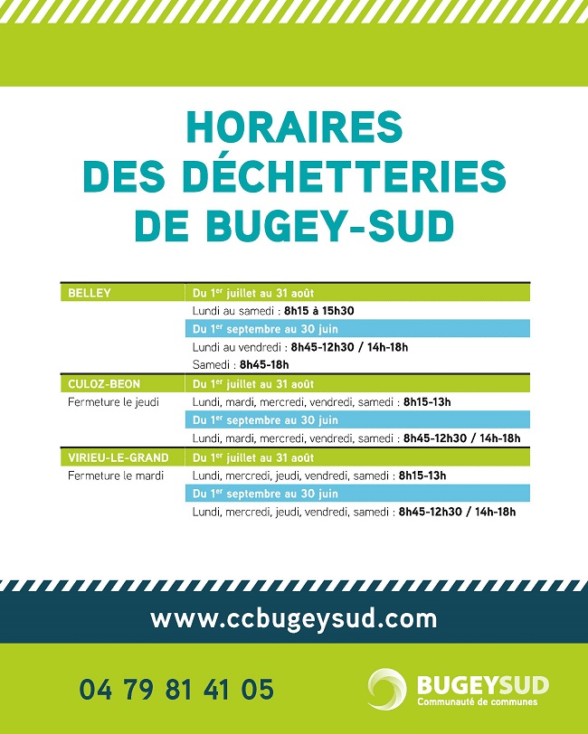 Déchetteries de Bugey-Sud : fin des horaires d'été