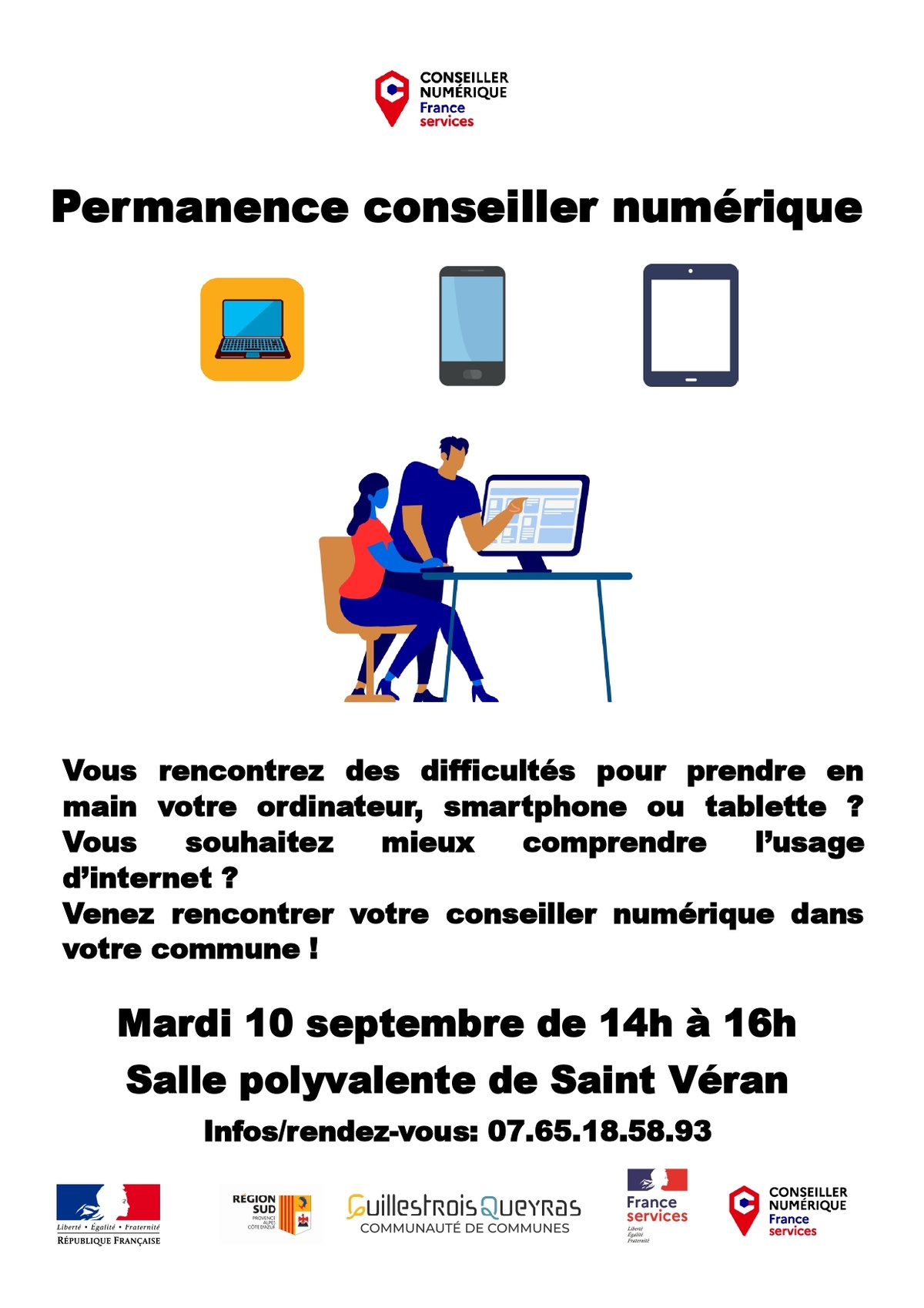 🖥️ Ce mardi 10 septembre : permanence conseiller numérique.