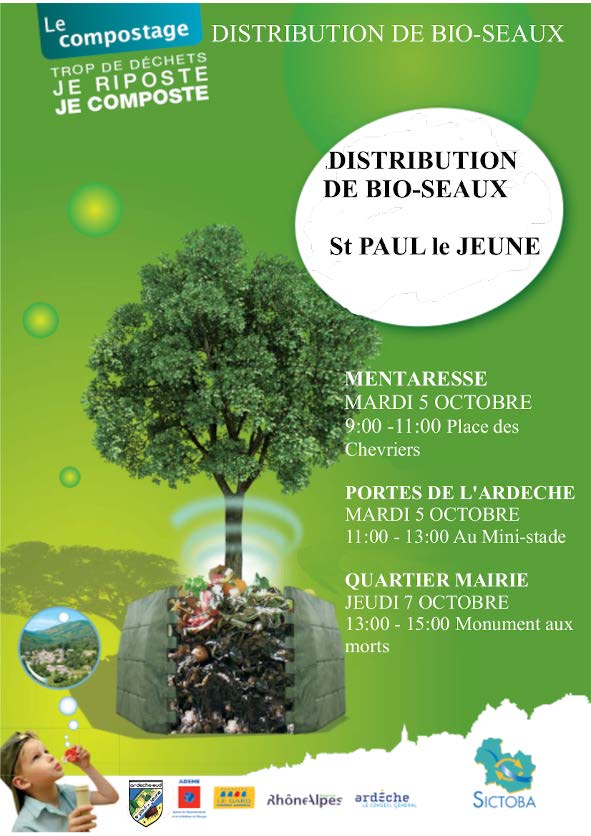 Actualités - Distribution de Bio-seaux (composteurs de quartier) -  Actualité illiwap de Mairie de Saint Paul le Jeune