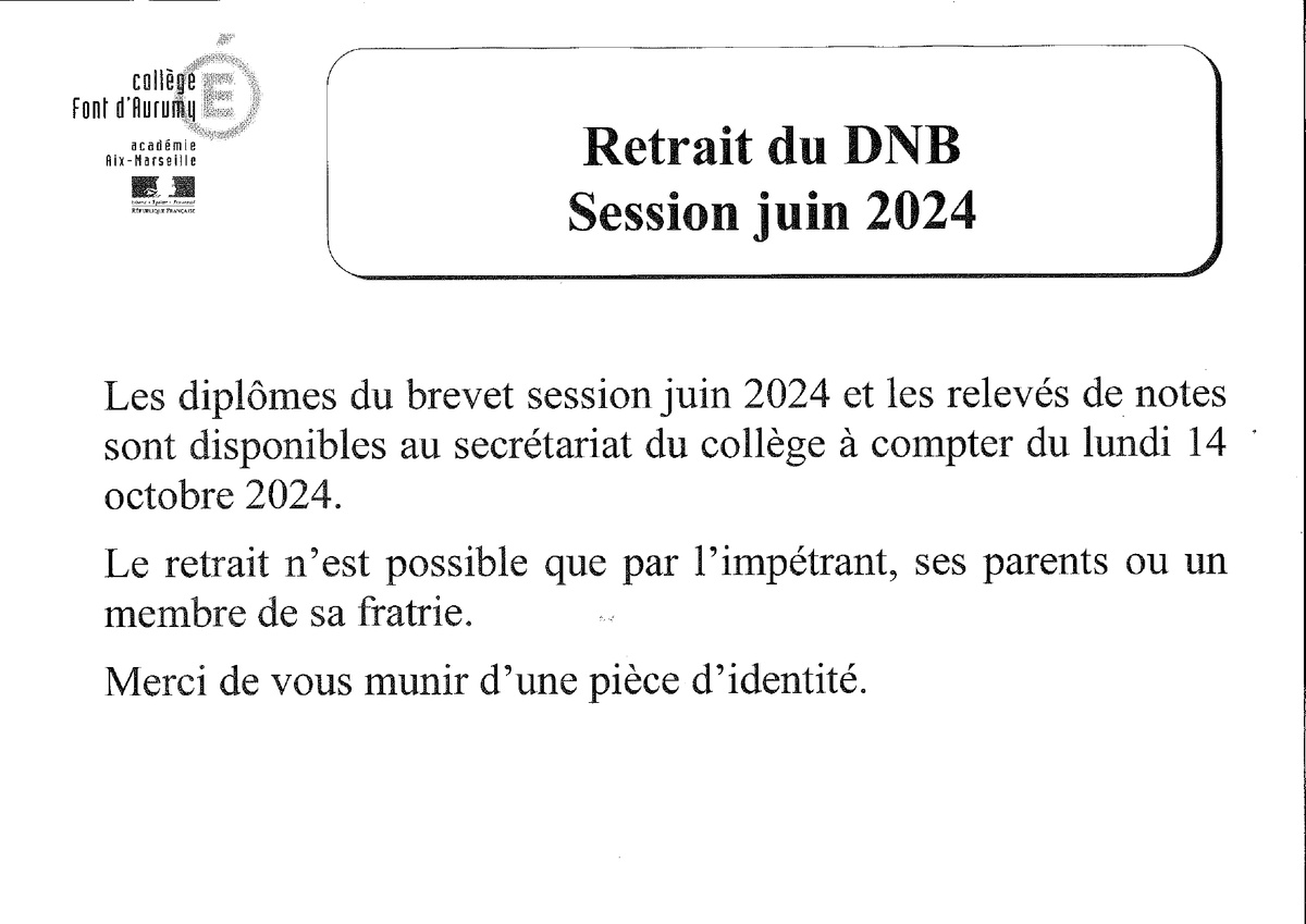 👨‍🎓 Retrait des diplômes du Brevet 👨‍🎓