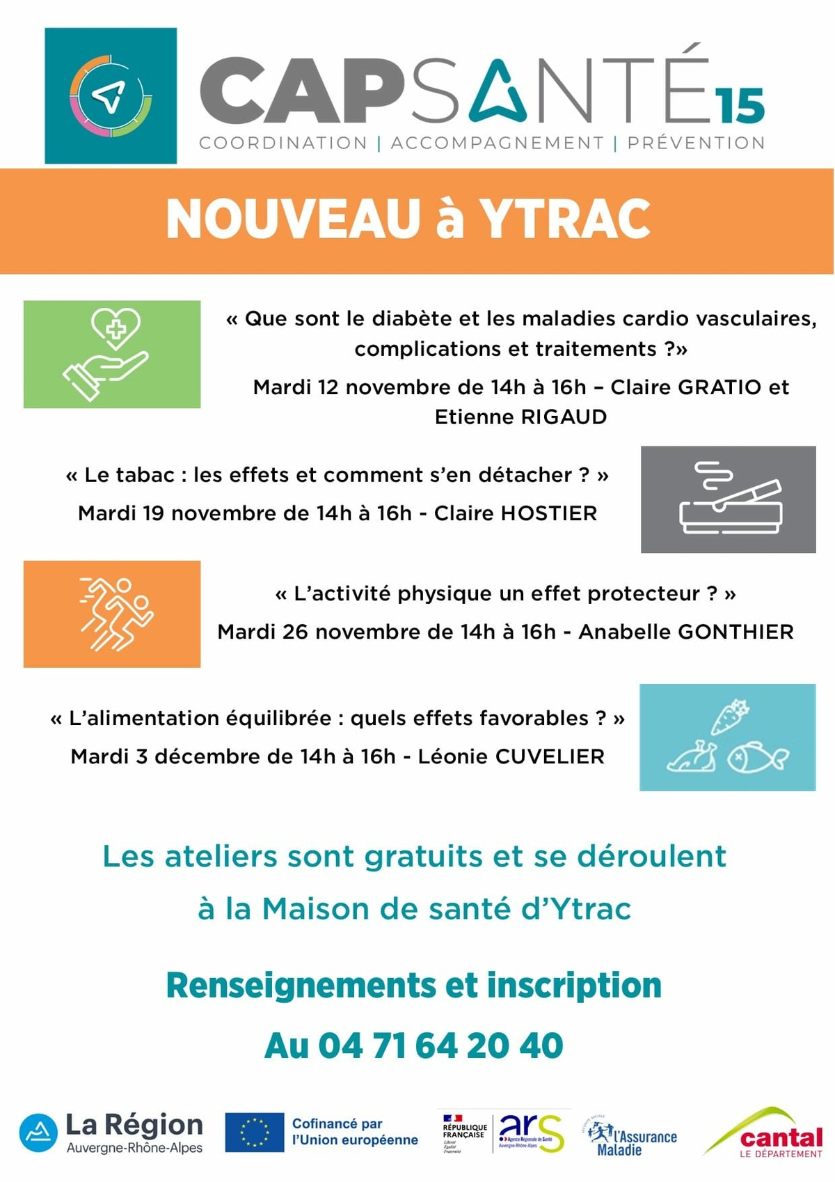 CAP Santé15 propose des ateliers de prévention tous publics