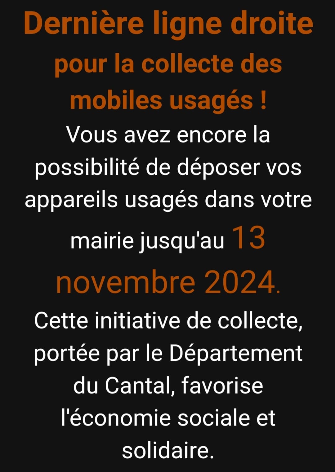 Dernière ligne droite pour la collecte des mobiles usagés