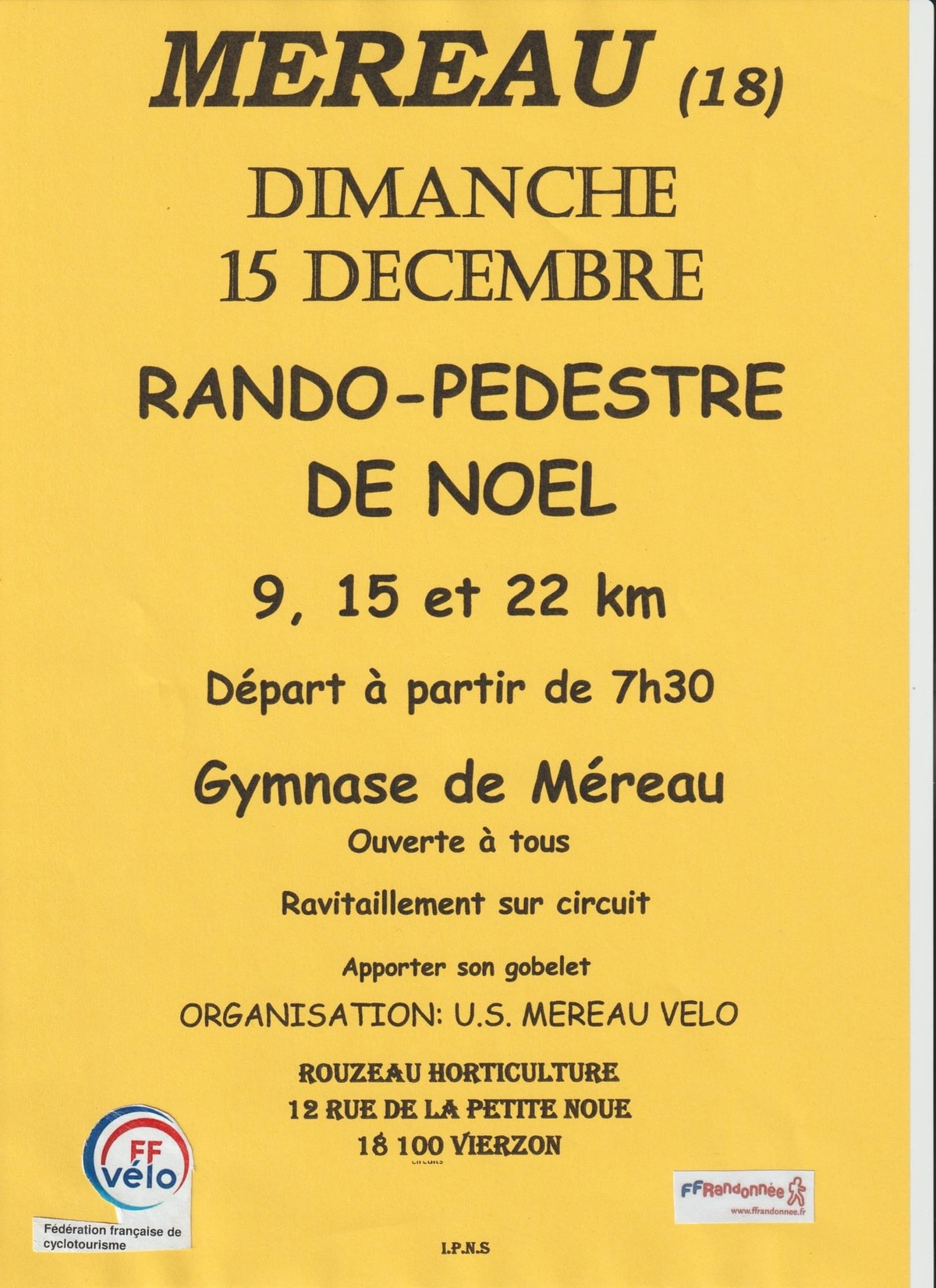 Randonnée pédestre de Noël le 15/12