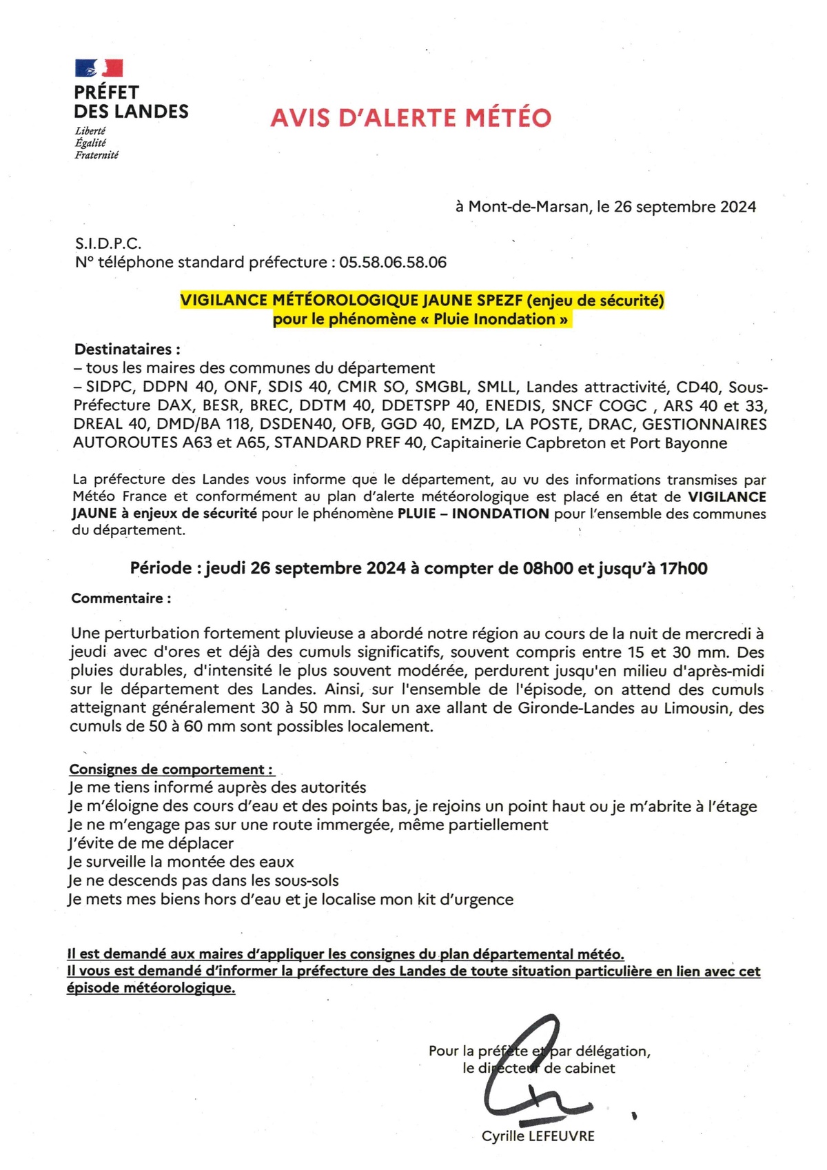 [VIGILANCE JAUNE] Pluie inondation