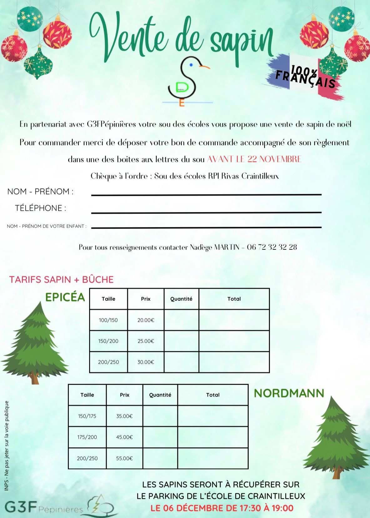 🎄 sou des écoles : ventes de sapins 🌲