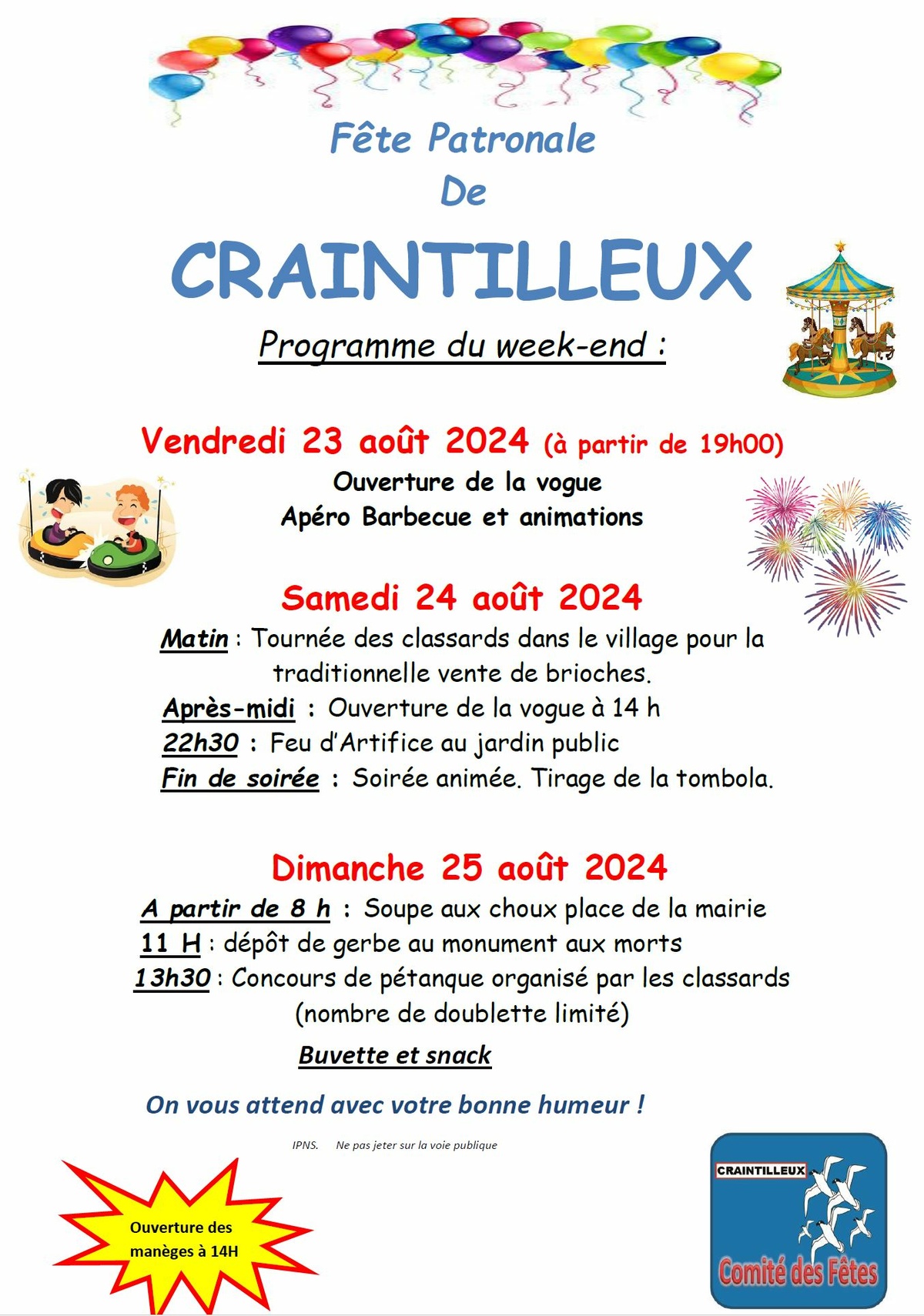 La fête du village, c’est dès ce soir 19h ??