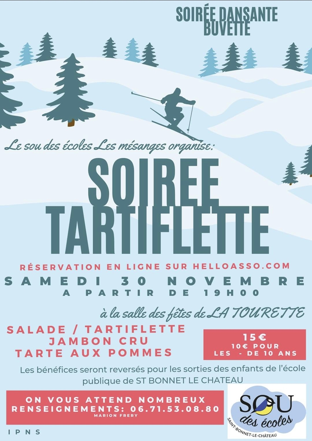 SOIRÉE TARTIFLETTE PAR LE SOUS DES ÉCOLES DES MÉSANGES