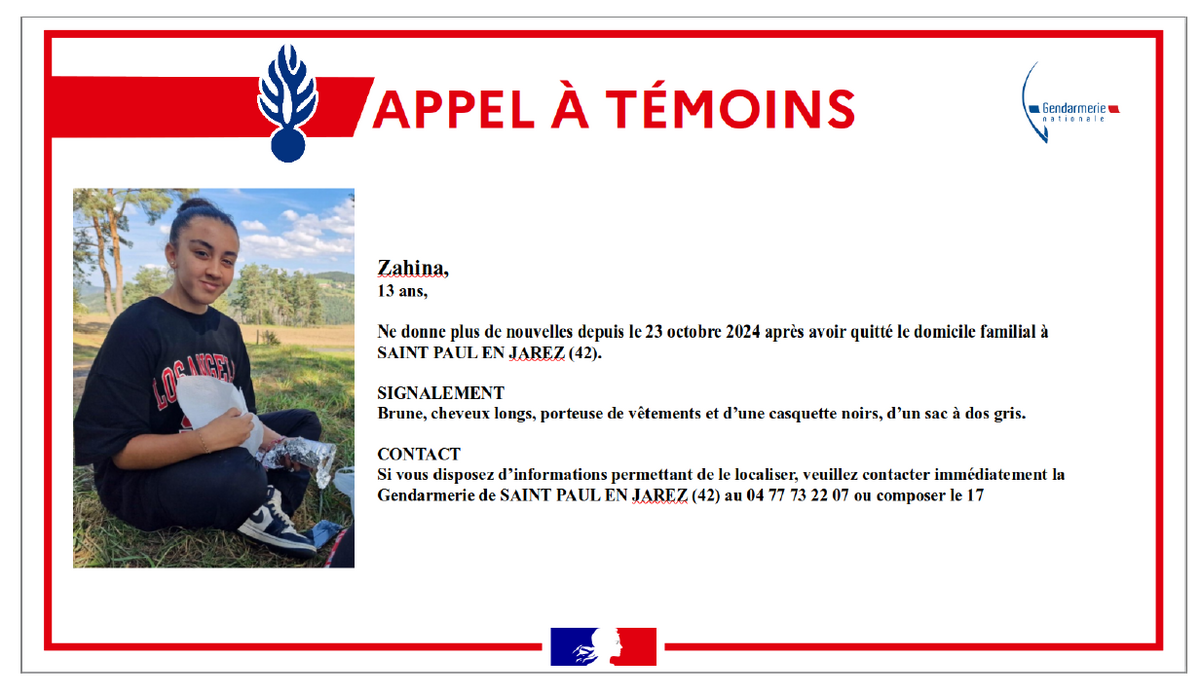 APPEL A TEMOINS - Message de la Gendarmerie