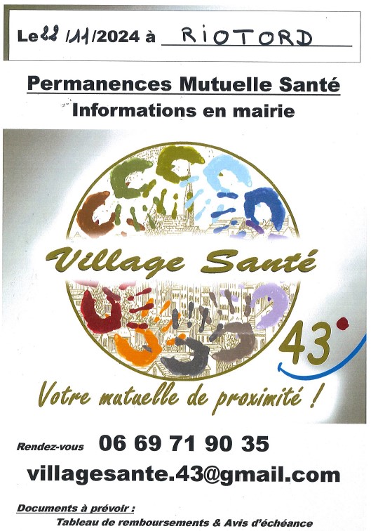 😊Village Santé! Permanences mutuelle santé : 22/11❗