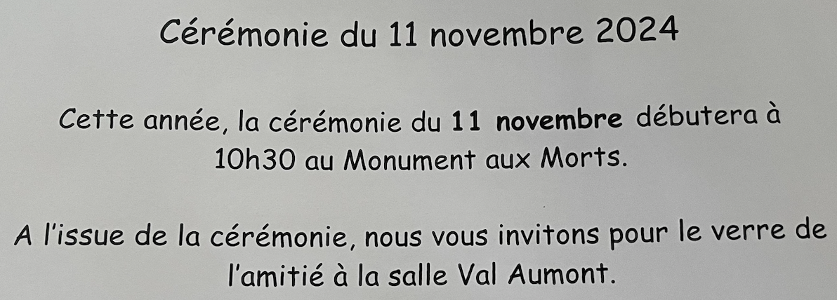 🇫🇷 Cérémonie du 11 novembre 2024 🇫🇷