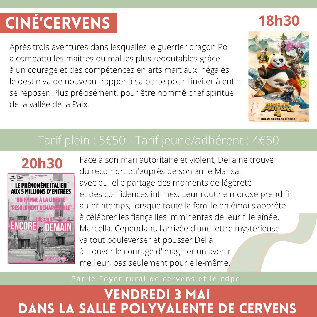 Ciné'Cervens du Vendredi 3 Mai