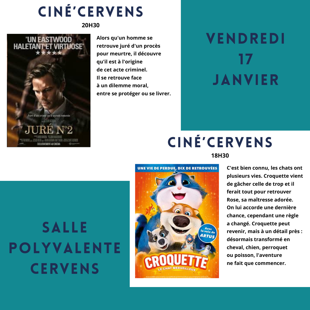 Ciné'Cervens Vendredi 17 Janvier !