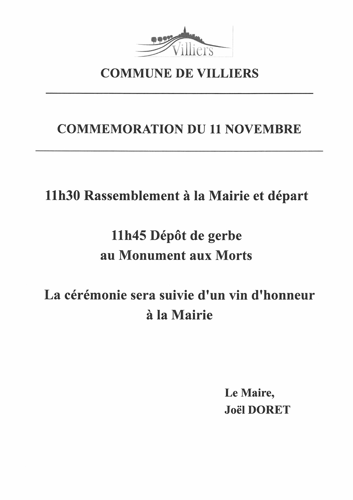 COMMEMORATION DU 11 NOVEMBRE 2024