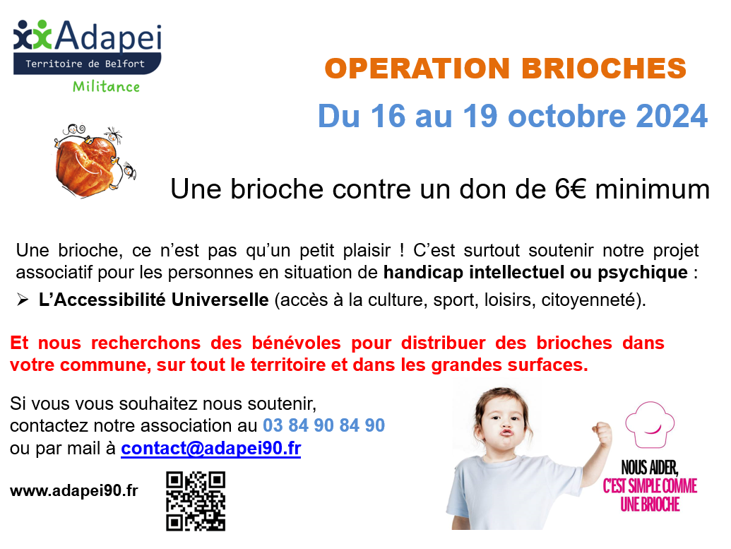 Opération Brioches de l'ADAPEI - Recherche de bénévoles