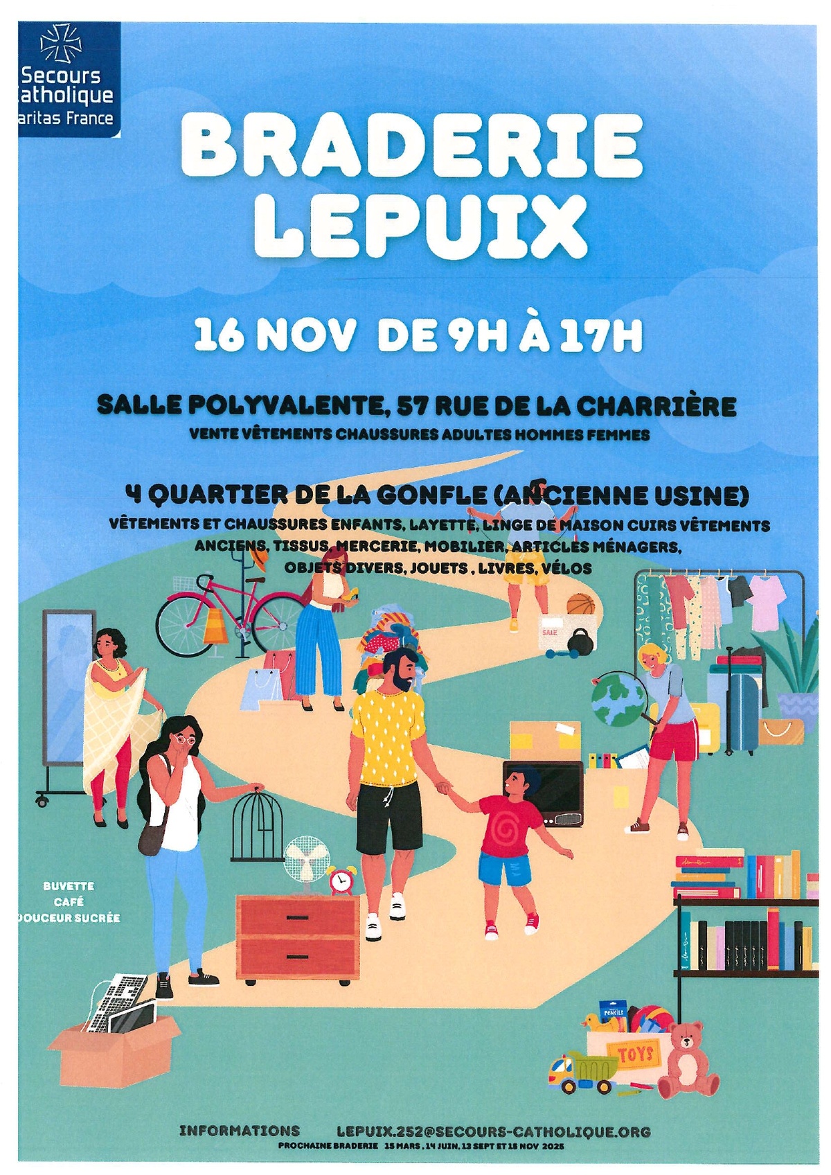 Braderie le 16 novembre de 9 h à 17 h