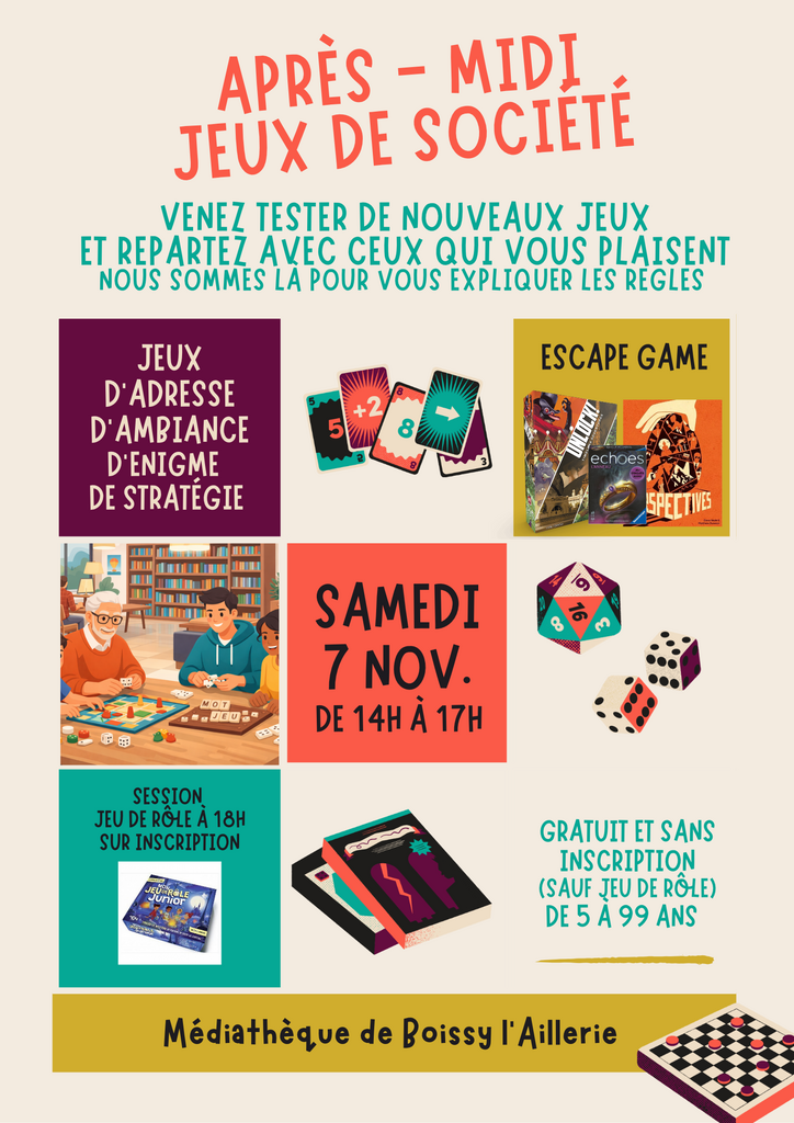 APRES-MIDI JEUX DE SOCIETE 7 novembre 14h - 17h