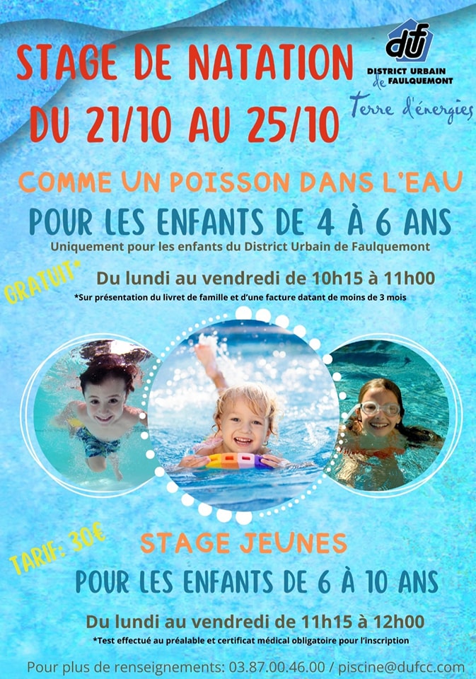 Stage de natation pendant les prochaines vacances scolaires